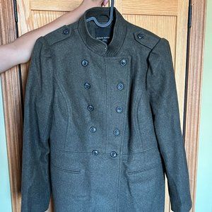 LIKE NEW Banana Republic Long Forest Green Military Style Coat (PETITE L)